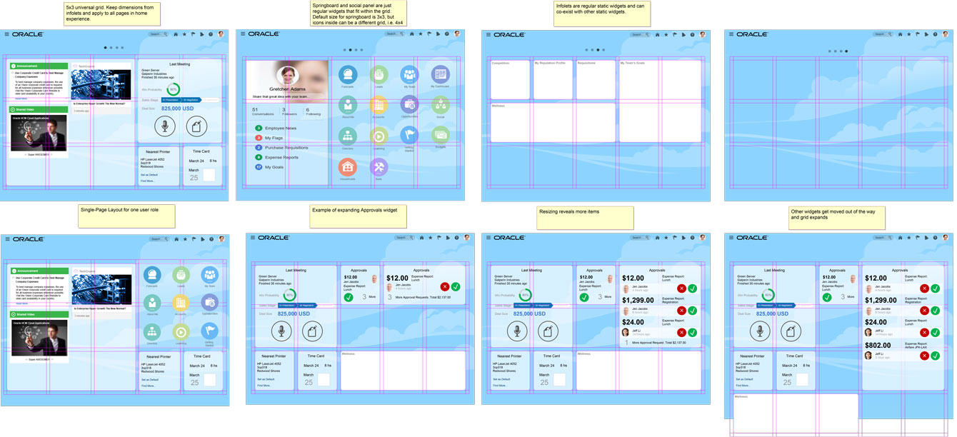 screenshots of design mocks